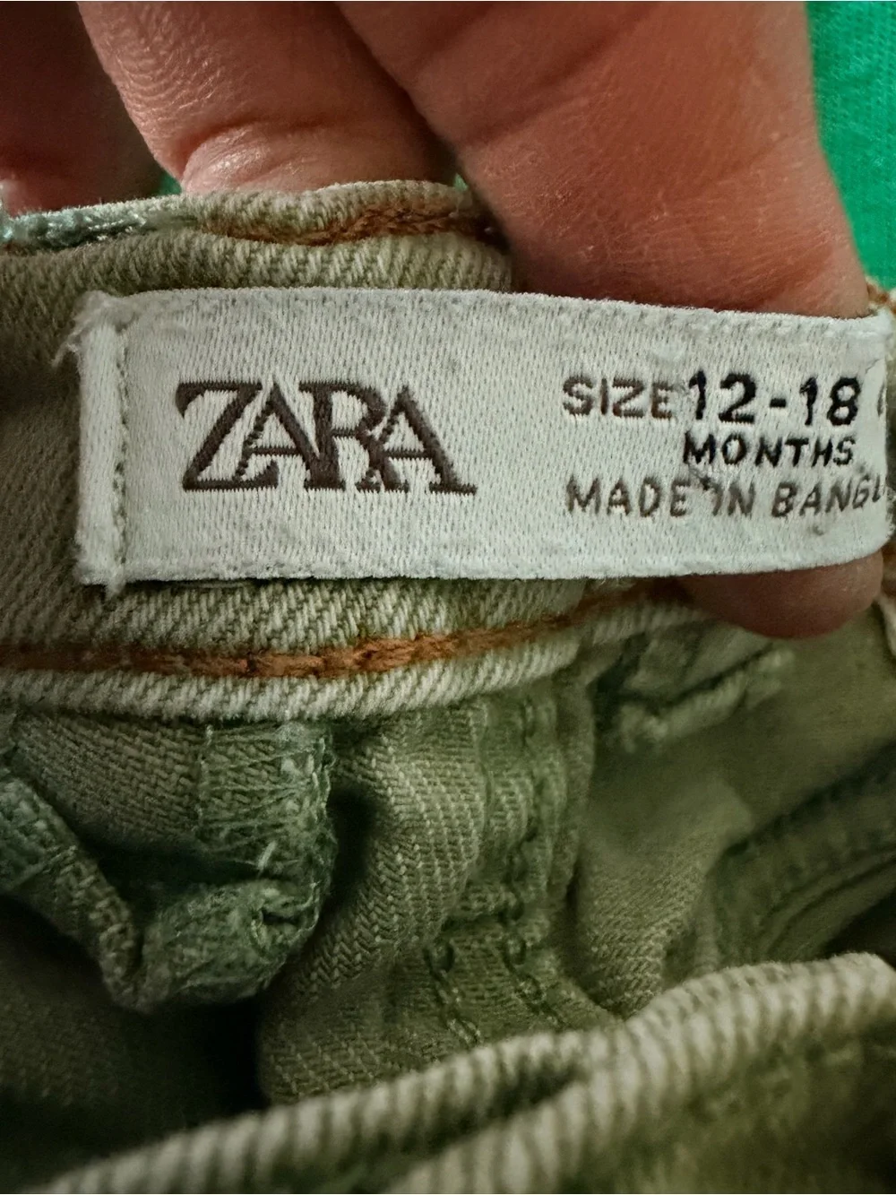 ZARA Kids Olive Green Casual Cotton Shorts